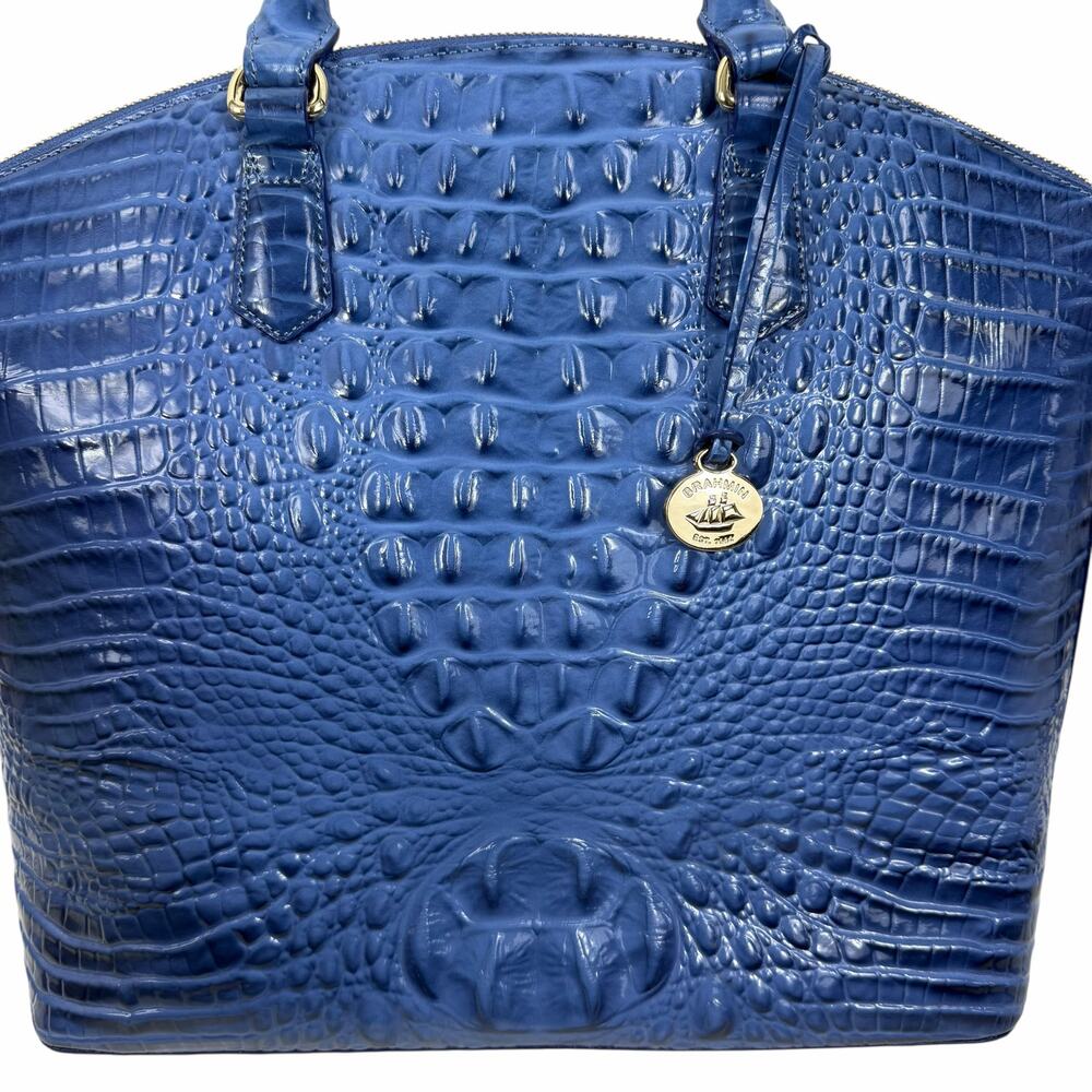 Brahmin Large Duxbury Satchel Bag Melbourne Irish Blue Leather Croc - Picture 9 of 15